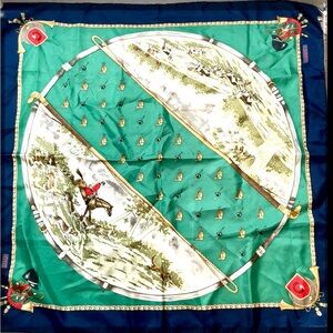Gucci Silk Scarf Equestrian Hunt Theme #1069
